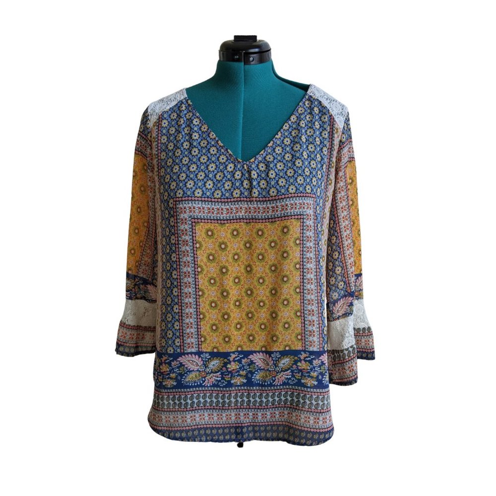 Anthropologie Fig and Flower Top Size L